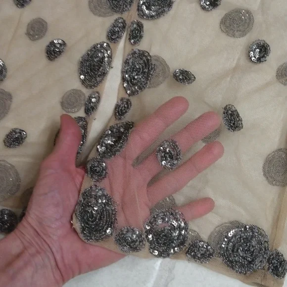 HOSS INTROPIA GORGEOUS SHEER TAN EMBELLISHED TOP - SIZE 38 OR SMALL - Picture 5 of 8